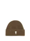 Ami Alexandre Mattiussi Brown Alpaca Striped Ami De Coeur Beanie Brown In Brown