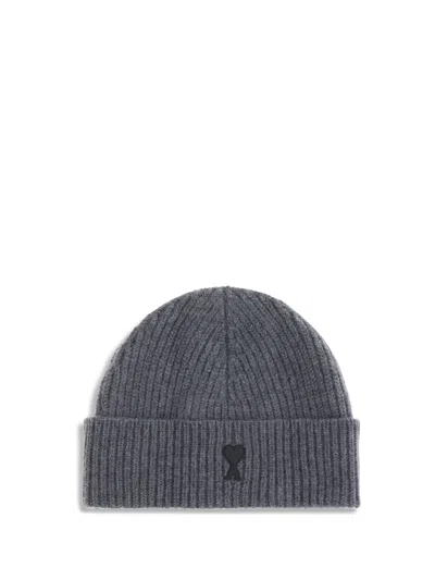 Ami Alexandre Mattiussi Ami Paris Men Ami De Coeur Beanie Hat In Gray