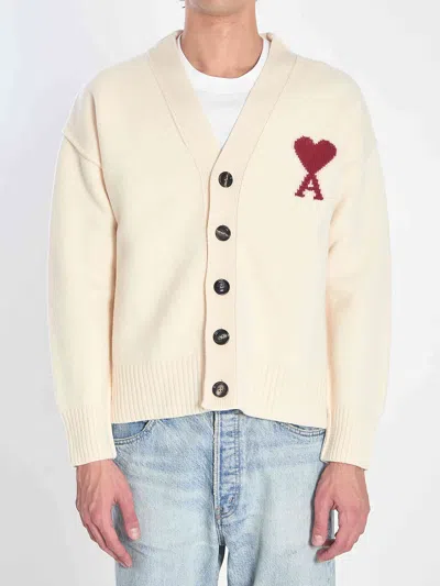 Ami Alexandre Mattiussi Ami Paris Men Ami De Coeur Cardigan In Pink