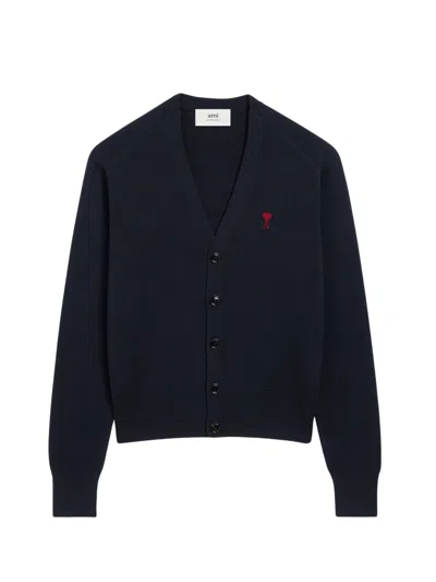 Ami Alexandre Mattiussi Ami Paris Men Ami De Coeur Cardigan In Blue