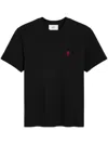 Ami Alexandre Mattiussi Ami Paris Men Black T-shirt With Ami De Coeur Embroidery On The Front In Cotton Man In Blue