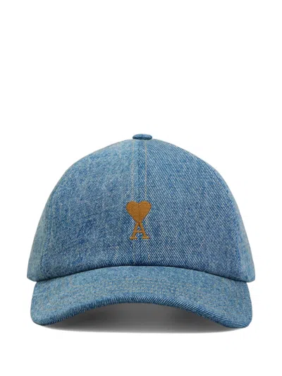 Ami Alexandre Mattiussi Ami Paris Men Ami De Coeur Denim Cap In Blue