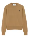 Ami Alexandre Mattiussi Brown Wool Ami De Coeur Crewneck Sweater Brown In Brown