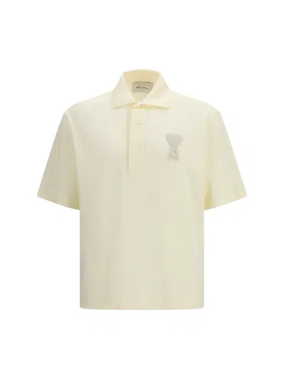 Ami Alexandre Mattiussi Ami Paris Classic Polo Shirt With Embroidered Applique In White
