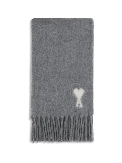 Ami Alexandre Mattiussi Ami Paris Men Ami De Coeur Scarf In Gray