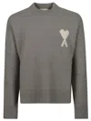 Ami Alexandre Mattiussi Ami Wool Sweater With Heart And Logo Detail In Gray