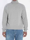 Ami Alexandre Mattiussi Ami Grey Turtleneck Sweater With Ribbed Detailing In Gray