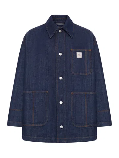 Ami Alexandre Mattiussi Ami Paris Men Ami Paris Heritage Insert Cotton Work Jacket In Blue