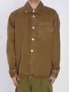 Ami Alexandre Mattiussi Cotton Denim Long Sleeve Overshirt In Brown