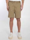 Ami Alexandre Mattiussi Khaki Cotton Elasticated Waist Shorts