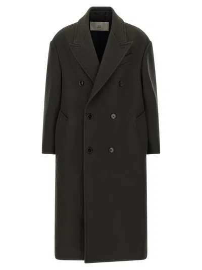Ami Alexandre Mattiussi Ami Paris Men Double-breasted Coat In Gray