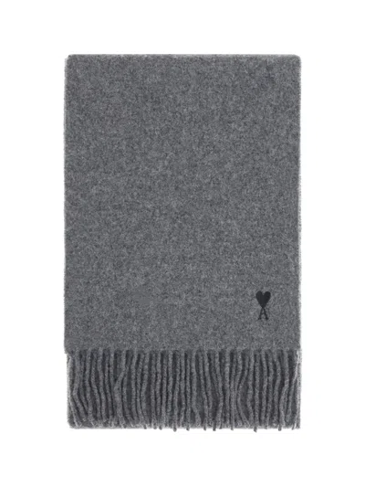 Ami Alexandre Mattiussi Ami Paris Men Echarpe Ami De Coeur Noir In Gray