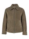 Ami Alexandre Mattiussi Ami Paris Men Grey Jacket With Classic Collar And Front Zip Closure In Suede Man In Multi