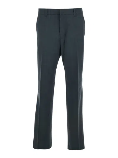 AMI ALEXANDRE MATTIUSSI AMI PARIS MEN GREY PANTS WITH BELT LOOPS AND FRONT CONCEALED CLOSURE IN WOOL MAN