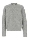 Ami Alexandre Mattiussi Grey Crew Neck Sweater With Lettering Logo In Alpaca And Wool Blend Woman In Gray