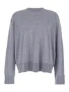 Ami Alexandre Mattiussi Ami Paris Ribbed Hem Sweater With Embroidered Logo In Blue