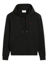 Ami Alexandre Mattiussi Ami Black Cotton Hoodie With Embroidered Logo And Functional Pockets In Black