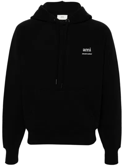 Ami Alexandre Mattiussi Ami Paris Men Logo Organic Cotton Hoodie In Black