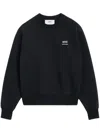 Ami Alexandre Mattiussi Black Crewneck Sweatshirt With Logo Lettering Detail On The Front And Adc Logo Embroidery On The Rea In Multicolor
