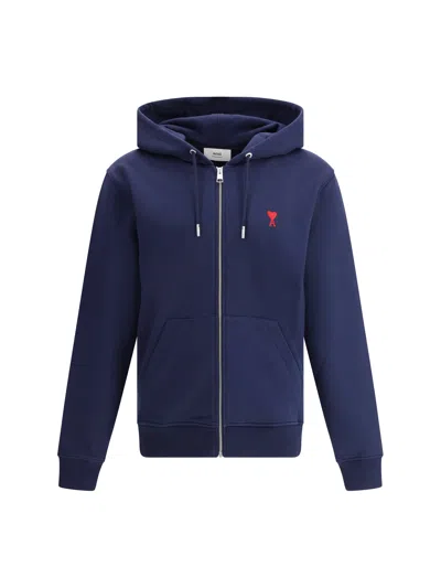 Ami Alexandre Mattiussi Ami Paris Men Logoed Hoodie In Blue