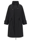 Ami Alexandre Mattiussi Long Grey Polyamide Jacket With Adjustable Hood And Flap Pockets In Black