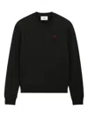 Ami Alexandre Mattiussi Ami Black Cotton Jersey Fleece Sweater With Monogram Motif In Black