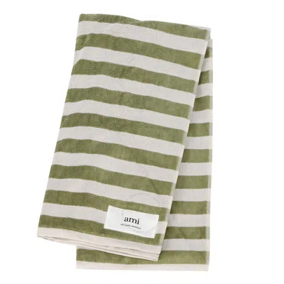 Ami Alexandre Mattiussi Ami Paris Men's Striped Beach Towel In Green