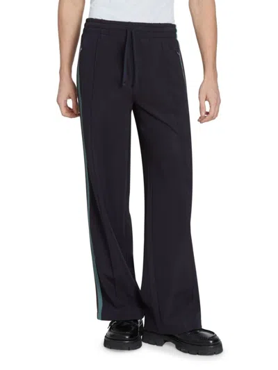 Ami Alexandre Mattiussi Ami Paris Men's Striped Drawstring Track Pants In Navy Blue