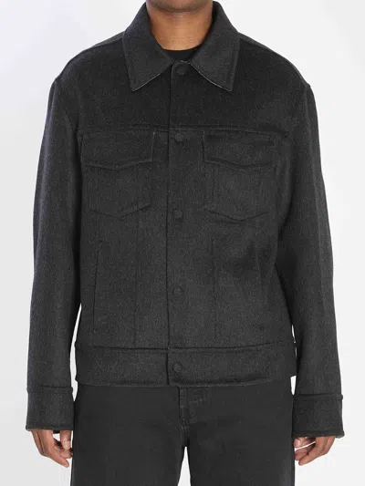 AMI ALEXANDRE MATTIUSSI AMI PARIS MEN TRUCKER JACKET IN WOOL