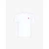 Ami Alexandre Mattiussi De Coeur Embroidered Branding Regular-fit Stretch-organic Cotton T-shirt In White