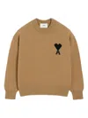 Ami Alexandre Mattiussi Ami Bronze Knit Sweater With Inside-out Seams And Heart Logo In Brown