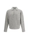 Ami Alexandre Mattiussi Ami Paris Grey Wool And Alpaca Polo Sweater Ami Paris In Gray