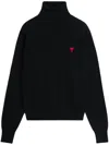Ami Alexandre Mattiussi Ami Paris Ami De Coeur Merino Wool Turtleneck Sweater In Black