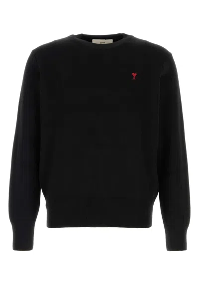 Ami Alexandre Mattiussi Ami Paris Logo-embroidered Cotton Sweatshirt In Black