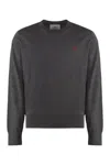 Ami Alexandre Mattiussi Ami De Coeur Extra Fine Merino Wool Sweater In Grey