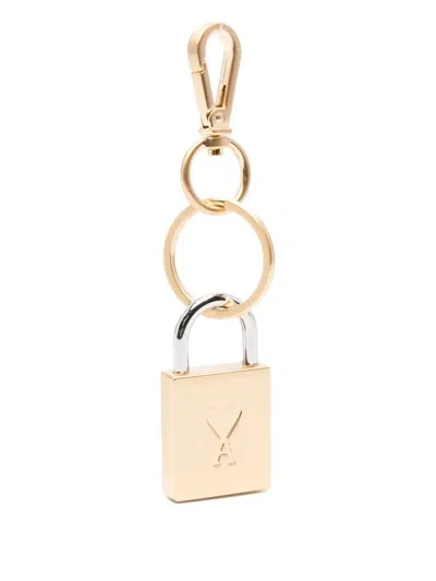 Ami Alexandre Mattiussi Ami Paris Metal Keyring In Gold
