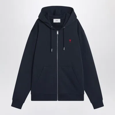 Ami Alexandre Mattiussi Ami Paris Midnight Ami Paris De Coeur Zip-up Sweatshirt In Blue