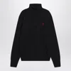 Ami Alexandre Mattiussi Ami Paris Ami De Coeur Merino Wool Turtleneck Sweater In Black