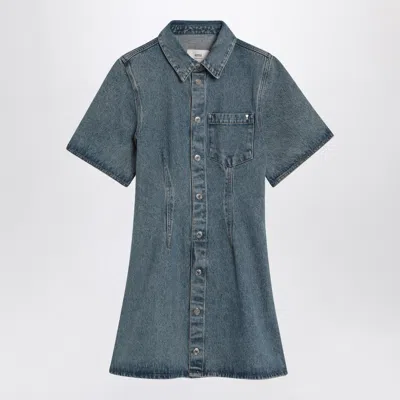 AMI ALEXANDRE MATTIUSSI AMI PARIS MINI DRESS AMI DE COEUR IN DENIM