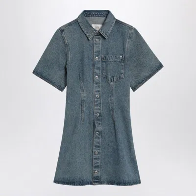 AMI ALEXANDRE MATTIUSSI AMI PARIS  MINI DRESS AMI DE COEUR IN DENIM