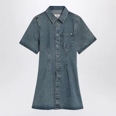 Ami Alexandre Mattiussi Ami Paris Mini Dress Ami Paris De Coeur In Denim In Blue
