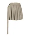 Ami Alexandre Mattiussi Pleated Houndstooth Virgin Wool Miniskirt In Nude