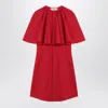 Ami Alexandre Mattiussi Red Wool Shirt Dress With Ruff Red