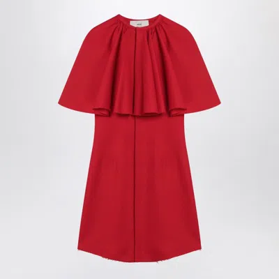 AMI ALEXANDRE MATTIUSSI AMI PARIS  MINI RED WOOL DRESS