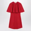 Ami Alexandre Mattiussi Red Wool Shirt Dress With Ruff Red In Red