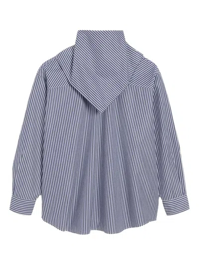 Ami Alexandre Mattiussi Ami Paris Blue Striped Poplin Shirt With Scarf Women