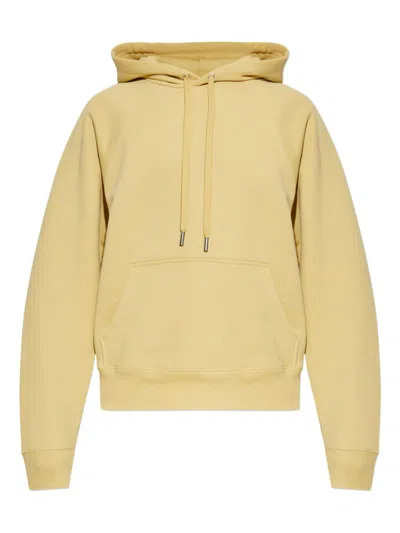 Ami Alexandre Mattiussi Ami Paris Mustard Hoodie With Embroidered Logo In Yellow