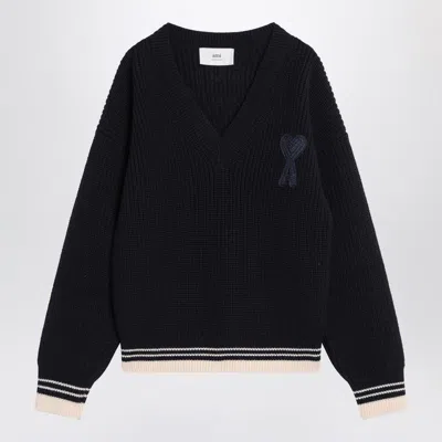 Ami Alexandre Mattiussi Ami Paris Navy Ami Paris De Coeur Sweater