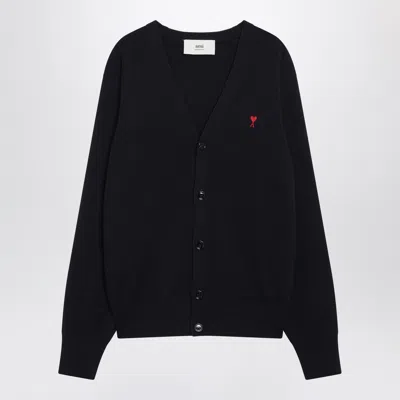 Ami Alexandre Mattiussi Ami Paris Navy Blue Ami De Coeur Cardigan Men In Black