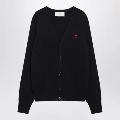 Ami Alexandre Mattiussi Ami Paris Navy Blue Ami De Coeur Cardigan Men In Multi